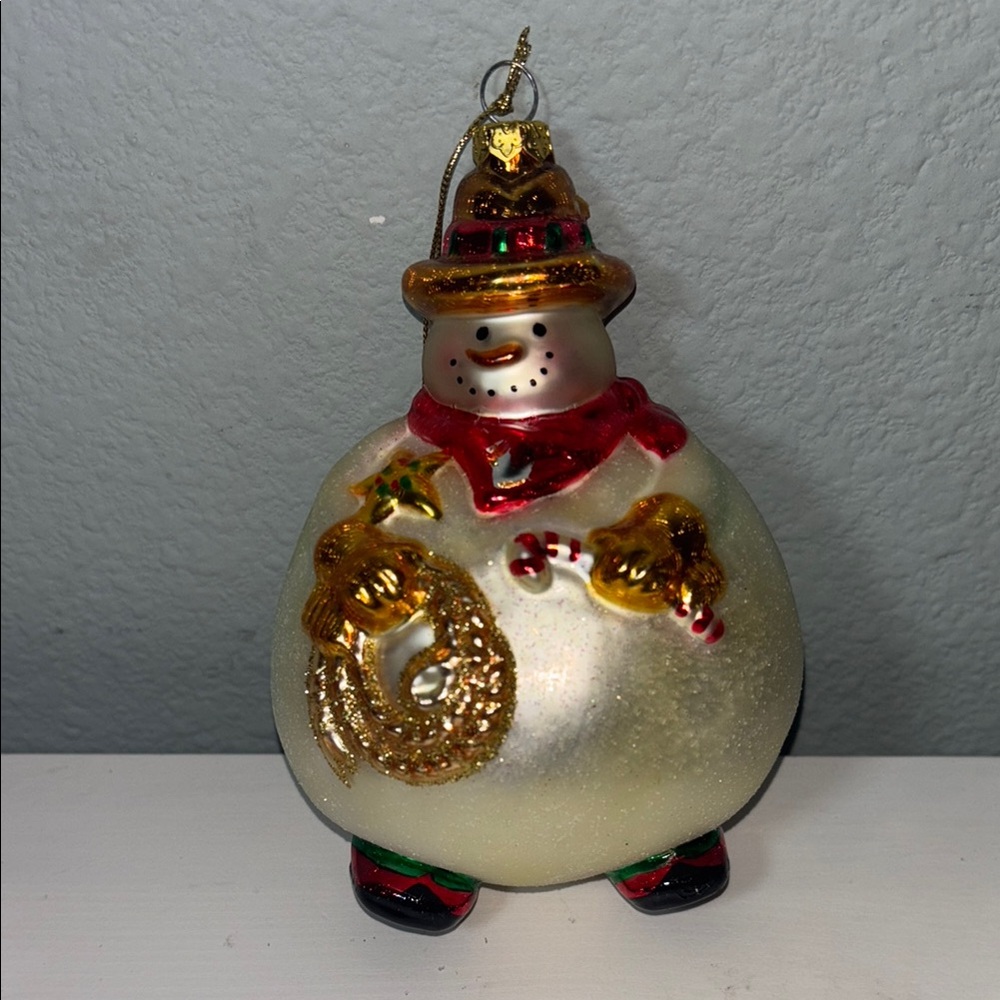 Vtg ALL THAT GLITTERS Snowman Christmas Ornament Sheriff Joe New w/tags Attached